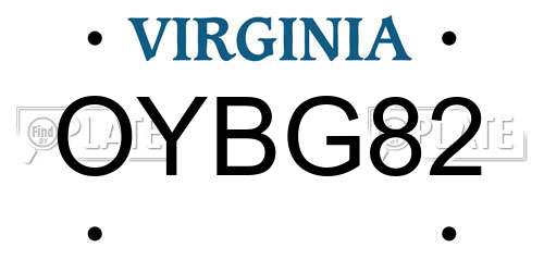 OYBG82 Virginia License Plate