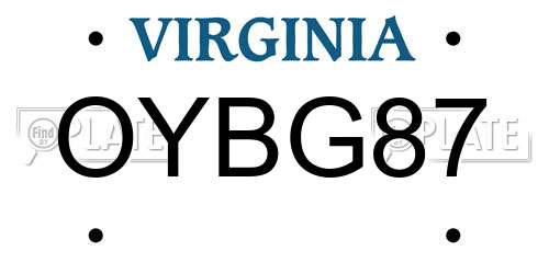 OYBG87 Virginia License Plate