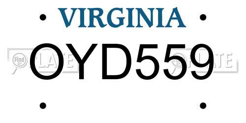 OYD559 Virginia License Plate