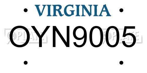 OYN9005 Virginia License Plate