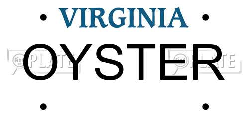 OYSTER Virginia License Plate