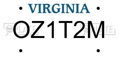 OZ1T2M Virginia License Plate