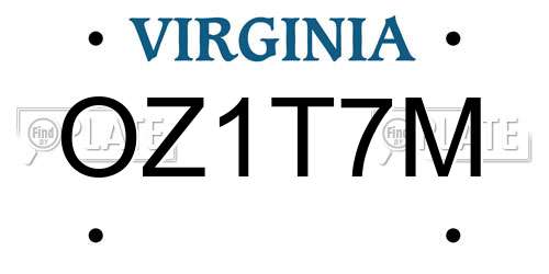 OZ1T7M Virginia License Plate