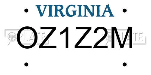 OZ1Z2M Virginia License Plate