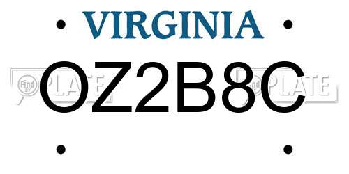 OZ2B8C Virginia License Plate