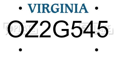 OZ2G545 Virginia License Plate