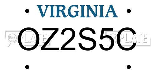 OZ2S5C Virginia License Plate