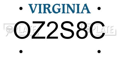 OZ2S8C Virginia License Plate