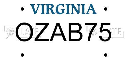 OZAB75 Virginia License Plate