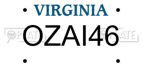 OZAI46 Virginia License Plate