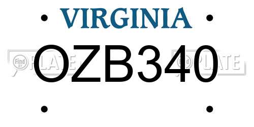 OZB340 Virginia License Plate