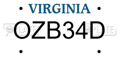OZB34D Virginia License Plate