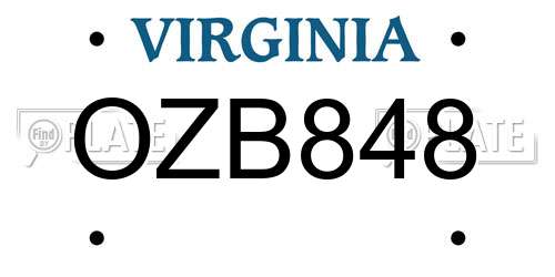 OZB848 Virginia License Plate