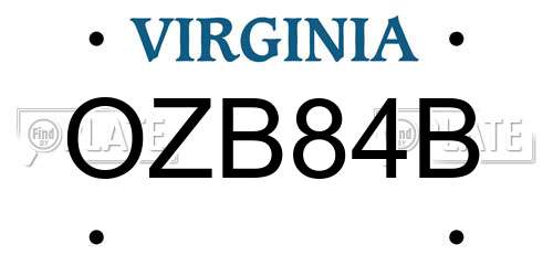 OZB84B Virginia License Plate