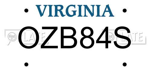 OZB84S Virginia License Plate