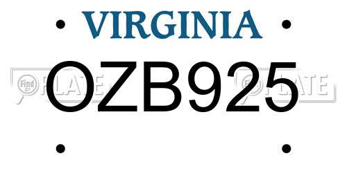 OZB925 Virginia License Plate