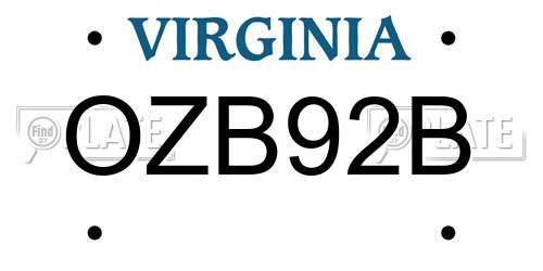 OZB92B Virginia License Plate