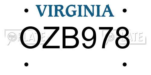 OZB978 Virginia License Plate