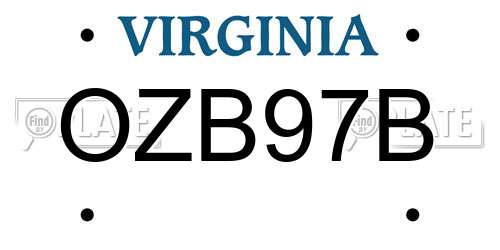 OZB97B Virginia License Plate