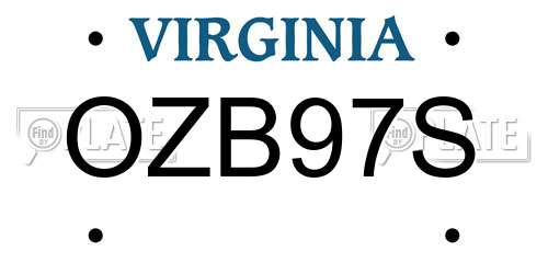 OZB97S Virginia License Plate