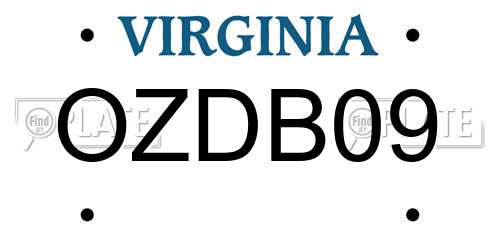 OZDB09 Virginia License Plate