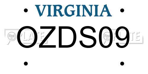 OZDS09 Virginia License Plate