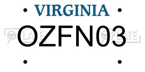 OZFN03 Virginia License Plate