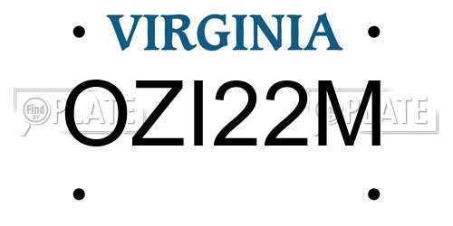 OZI22M Virginia License Plate