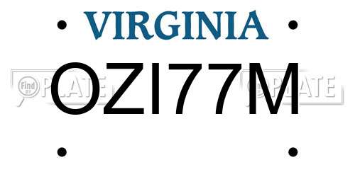 OZI77M Virginia License Plate