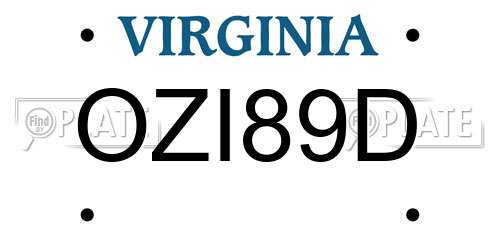 OZI89D Virginia License Plate