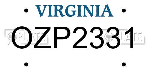 OZP2331 Virginia License Plate