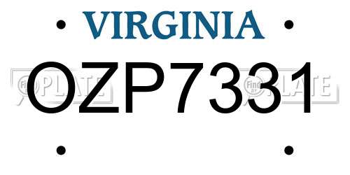 OZP7331 Virginia License Plate