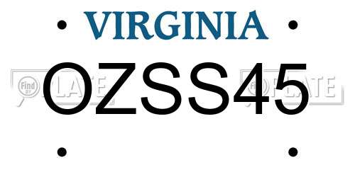 OZSS45 Virginia License Plate