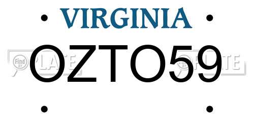 OZTO59 Virginia License Plate