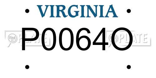 P0064O Virginia License Plate