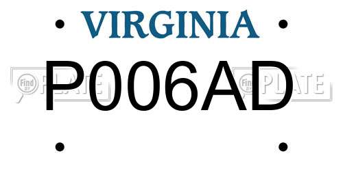 P006AD Virginia License Plate
