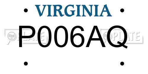 P006AQ Virginia License Plate