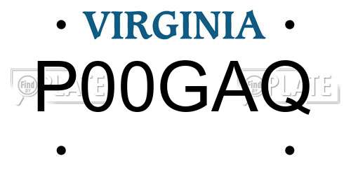 P00GAQ Virginia License Plate