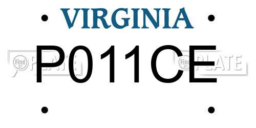 P011CE Virginia License Plate