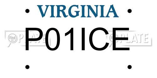 P01ICE Virginia License Plate