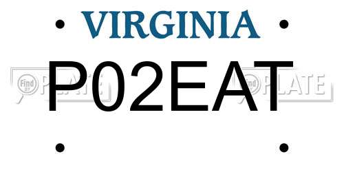 P02EAT Virginia License Plate