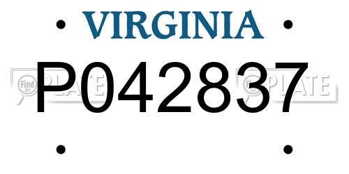 P042837 Virginia License Plate