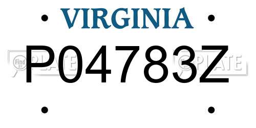 P04783Z Virginia License Plate