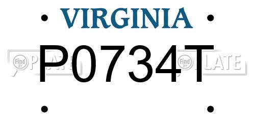 P0734T Virginia License Plate