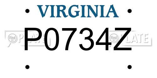 P0734Z Virginia License Plate