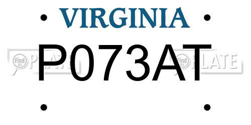 P073AT Virginia License Plate