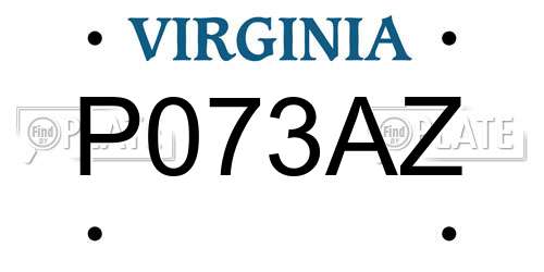 P073AZ Virginia License Plate