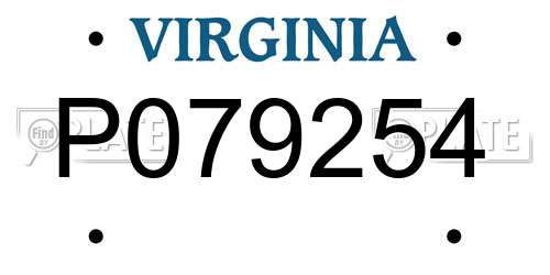 P079254 Virginia License Plate