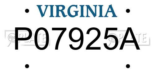 P07925A Virginia License Plate