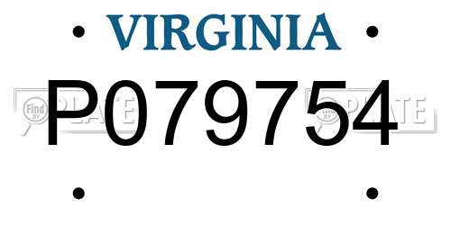 P079754 Virginia License Plate